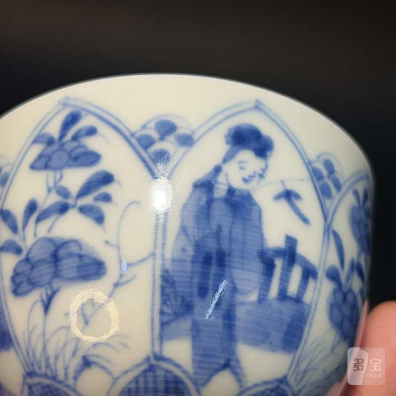 清 青花人物纹杯 - 图9